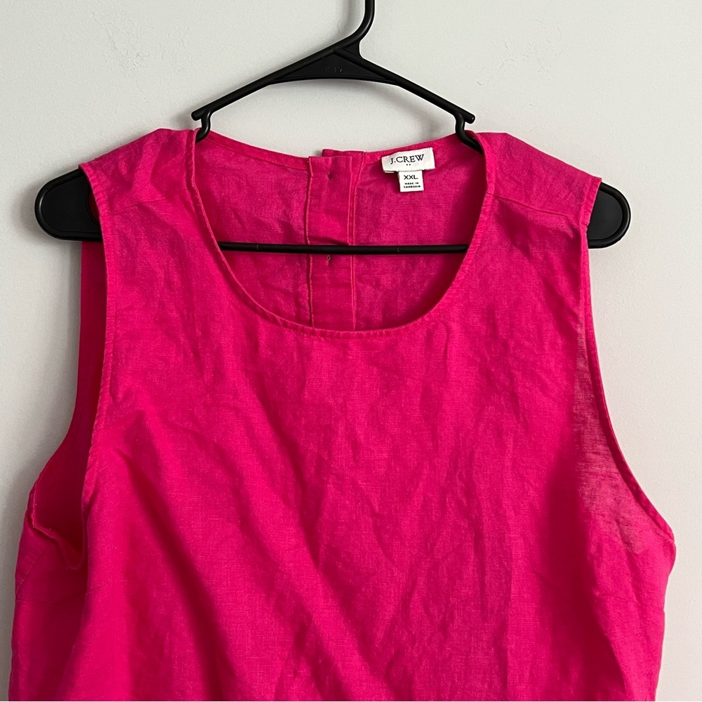 J. Crew Hot Pink Linen Sleeveless Tank Blouse - Picture 2 of 5